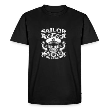 Voile drôle Voile Marinière L'Homme - T-shirt Premium bio Homme - noir - Devant - Nico (187cm)