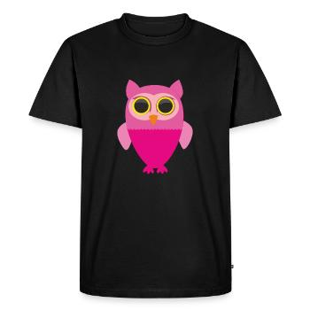 Chouette rose - T-shirt Premium bio Homme - noir - Devant - Nico (187cm)