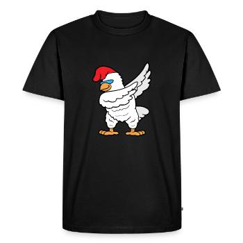 Dabbing Dab Dancing Cock Chicken Gockel - Men's Premium Organic T-Shirt - black - Front - Nico (187cm)