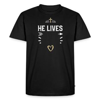 Il vit - Jésus - T-shirt Premium bio Homme - noir - Devant - Nico (187cm)