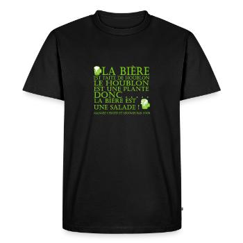 la bière est ... une salade ! - T-shirt Premium bio Homme - noir - Devant - Nico (187cm)