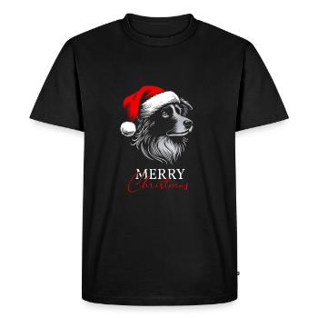 Border Collie Joyeux Noël, Tête De Chien - T-shirt Premium bio Homme - noir - Devant - Nico (187cm)