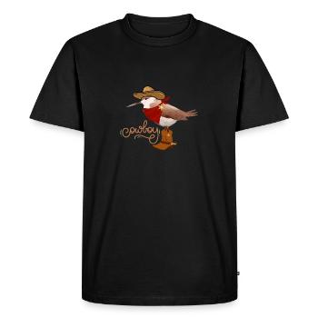 Oiseau kiwi dans le style cow-boy avec bottes et chapeau - T-shirt Premium bio Homme - noir - Devant - Nico (187cm)