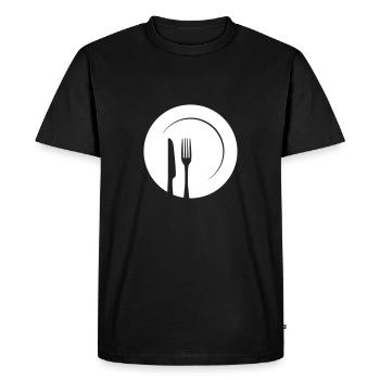 Plate with a knife and fork - Men's Premium Organic T-Shirt - black - Front - Nico (187cm)