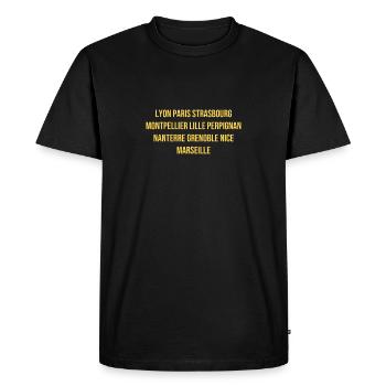 Souvenir des villes françaises - T-shirt Premium bio Homme - noir - Devant - Nico (187cm)
