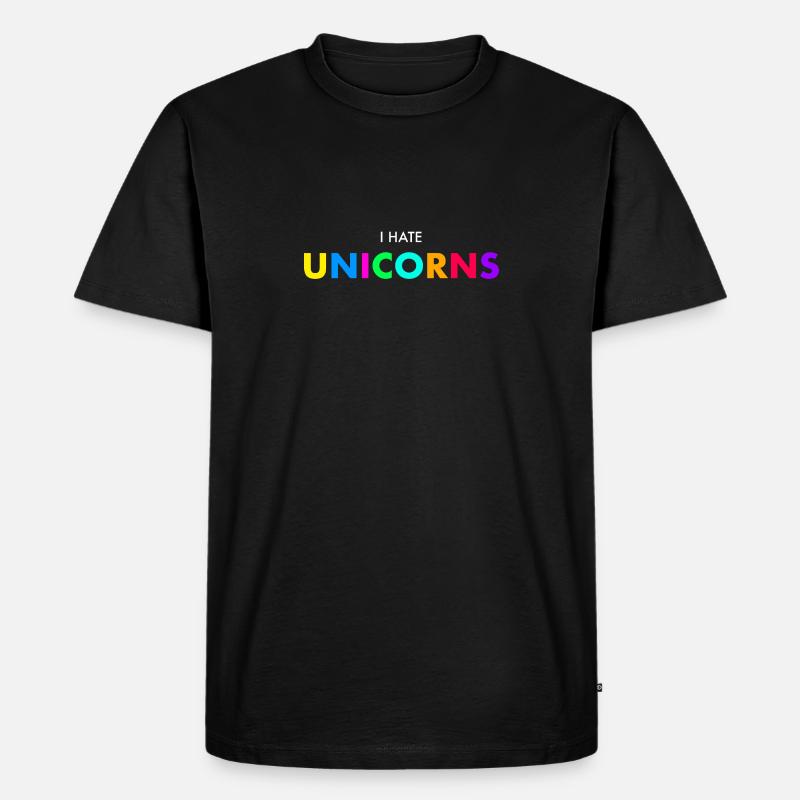 Ich mag keine Einhörner - Männer Premium Bio T-Shirt - Schwarz