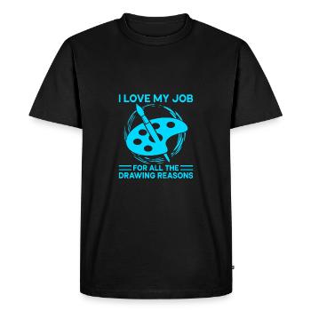 Artiste Peintre J’aime mon travail Idée cadeau d’art - T-shirt Premium bio Homme - noir - Devant - Nico (187cm)