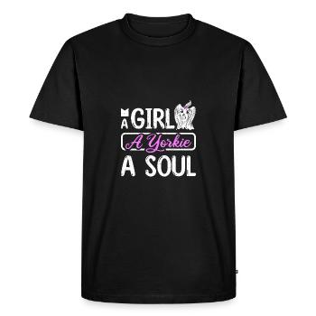 A girl a yorkie a soul - Men's Premium Organic T-Shirt - black - Front - Nico (187cm)