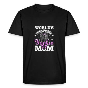 World's greatest yorkie mom - Men's Premium Organic T-Shirt - black - Front - Nico (187cm)