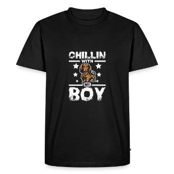 chillin with my boy dachshund - Men's Premium Organic T-Shirt - black - Front - Nico (187cm)