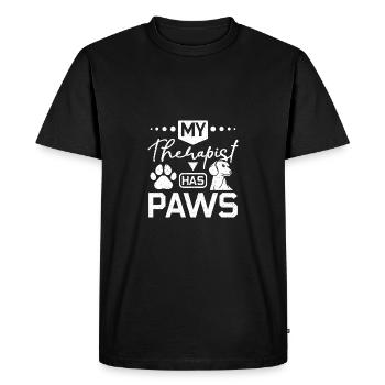 My therapist has paws dachshund - Men's Premium Organic T-Shirt - black - Front - Nico (187cm)