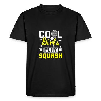 Les filles cool jouent au jeu de squash - T-shirt Premium bio Homme - noir - Devant - Nico (187cm)