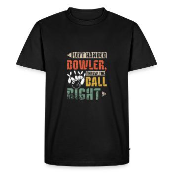 gaucher lance la balle à droite - T-shirt Premium bio Homme - noir - Devant - Nico (187cm)