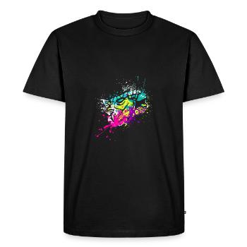 Splash art Dinosaur Ankylosaurus head - Men's Premium Organic T-Shirt - black - Front - Nico (187cm)