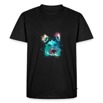 Colorful Splash Art Dog Lover Siberian Husky - Men's Premium Organic T-Shirt - black - Front - Nico (187cm)