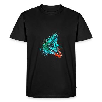 Splash art Marine Dinosaur mosasaurus tête - T-shirt Premium bio Homme - noir - Devant - Nico (187cm)