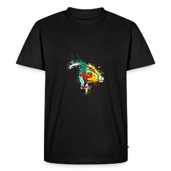 Splash art Dinosaur Parasaurolophus head - Men's Premium Organic T-Shirt - black - Front - Nico (187cm)