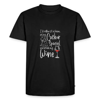 Pet my cocker spaniel and drink wine - Men's Premium Organic T-Shirt - black - Front - Nico (187cm)