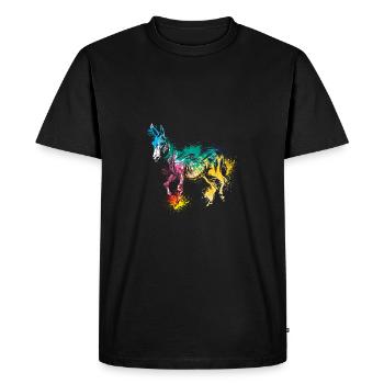 Colerfull Splash Art Farm animals donkey - Men's Premium Organic T-Shirt - black - Front - Nico (187cm)