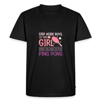 Laissez cette fille vous montrer comment jouer au ping-pong - T-shirt Premium bio Homme - noir - Devant - Nico (187cm)