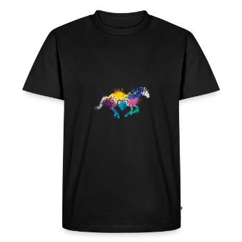 Colorful Splash Art Farm animaux Cheval - T-shirt Premium bio Homme - noir - Devant - Nico (187cm)