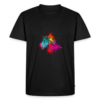Colorful Splash Art Farm animaux Tête de cheval - T-shirt Premium bio Homme - noir - Devant - Nico (187cm)