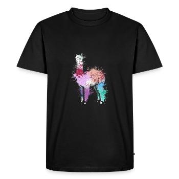 Colorful Splash Art Farm animaux alpaga Lama - T-shirt Premium bio Homme - noir - Devant - Nico (187cm)