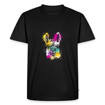 Colorful Splash Art Farm animaux alpaga tête de lama - T-shirt Premium bio Homme - noir - Devant - Nico (187cm)