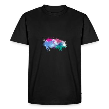 Colorful Splash Art Farm animals pig - Men's Premium Organic T-Shirt - black - Front - Nico (187cm)