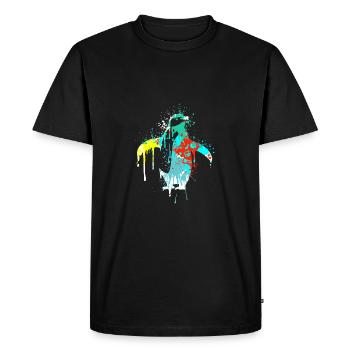 Splash Art Pygmy Penguin Emperor Penguin - Men's Premium Organic T-Shirt - black - Front - Nico (187cm)