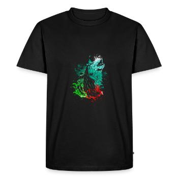 Splash Art Howling Wolf - Men's Premium Organic T-Shirt - black - Front - Nico (187cm)