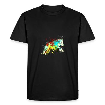 Splash Art Wolf - Men's Premium Organic T-Shirt - black - Front - Nico (187cm)