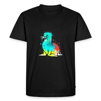 Splash Art Seal Sea Lion Seal - Men's Premium Organic T-Shirt - black - Front - Nico (187cm)