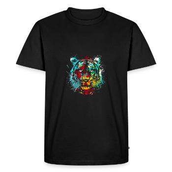 Splash Art Tête de tigre indien sibérien - T-shirt Premium bio Homme - noir - Devant - Nico (187cm)