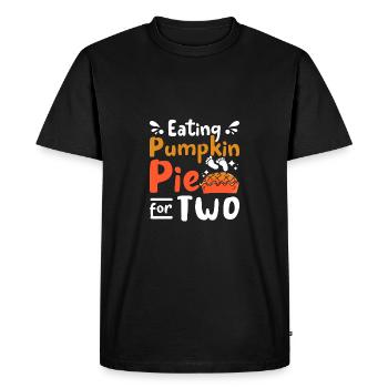 Grossesse Thanksgiving Manger de la tarte à la citrouille pour deux - T-shirt Premium bio Homme - noir - Devant - Nico (187cm)