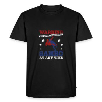 Parler de Sambo à tout moment - T-shirt Premium bio Homme - noir - Devant - Nico (187cm)