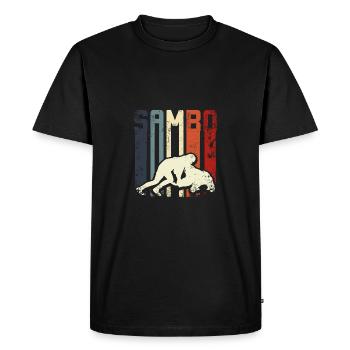 Combattant de sambo vintage rétro - T-shirt Premium bio Homme - noir - Devant - Nico (187cm)