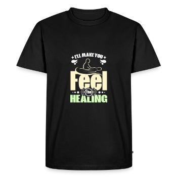 Je vais vous faire sentir le massothérapeute de guérison - T-shirt Premium bio Homme - noir - Devant - Nico (187cm)