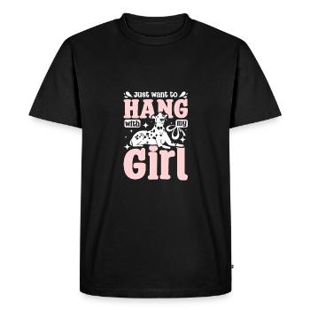 Je veux juste traîner avec ma fille dalmate - T-shirt Premium bio Homme - noir - Devant - Nico (187cm)