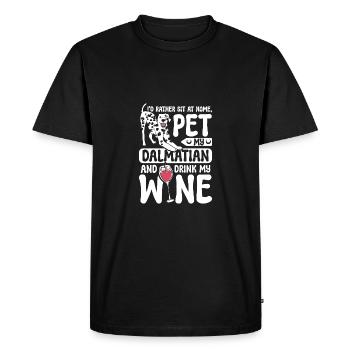 Boire du vin pour mon dalmatien - T-shirt Premium bio Homme - noir - Devant - Nico (187cm)