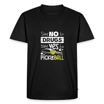 Dites non aux drogues Dites oui au ruban rouge de pickleball - T-shirt Premium bio Homme - noir - Devant - Nico (187cm)