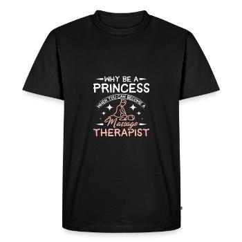 Girl Princess devient massothérapeute - T-shirt Premium bio Homme - noir - Devant - Nico (187cm)