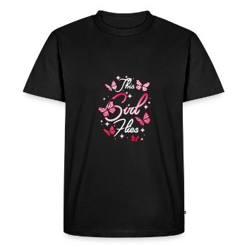 Cette fille vole comme un papillon - T-shirt Premium bio Homme - noir - Devant - Nico (187cm)