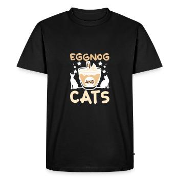 Propriétaire de chat Amant de Noël, Eggnot et chats - T-shirt Premium bio Homme - noir - Devant - Nico (187cm)