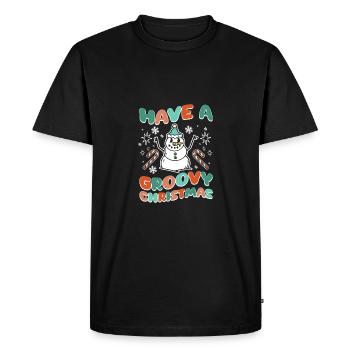Cool vintage Snowman ont un Noël groovy - T-shirt Premium bio Homme - noir - Devant - Nico (187cm)