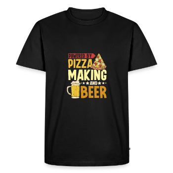Alimenté par la fabrication de pizzas et de bières - T-shirt Premium bio Homme - noir - Devant - Nico (187cm)