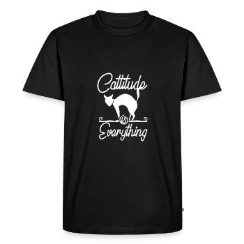 Amoureux des chats, c’est la cattitude - T-shirt Premium bio Homme - noir - Devant - Nico (187cm)