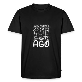 J’étais normal il y a trois chats - T-shirt Premium bio Homme - noir - Devant - Nico (187cm)