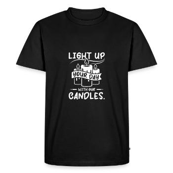 Light up your day with our candles, candle making - Men's Premium Organic T-Shirt - black - Front - Nico (187cm)