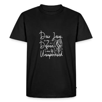 Dear jesus in my defense I was left unsupervised - Men's Premium Organic T-Shirt - black - Front - Nico (187cm)